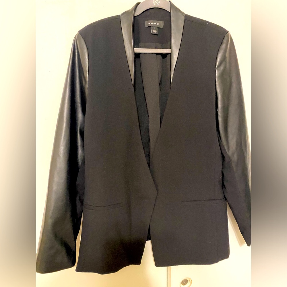 Vegan Leather Accent Blazer by Halogen